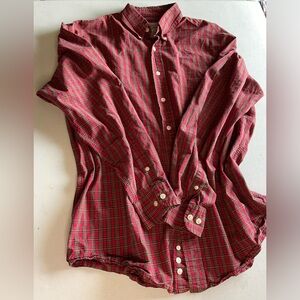 Eddie Bauer 100% Cotton Men's Red Plaid Shirt size medium